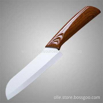 Nonstick Ceramic Knife with White Blade and Wood-like Handle